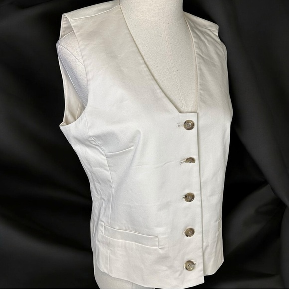 NWT Banana Republic ‘Modern Cotton Twill Vest’ in “Transition Cream” Size 8 - Picture 15 of 16